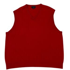 Club Room Sweater Mens Size XL Red Vest V Neck 100% Cashmere Pull Over Preppy